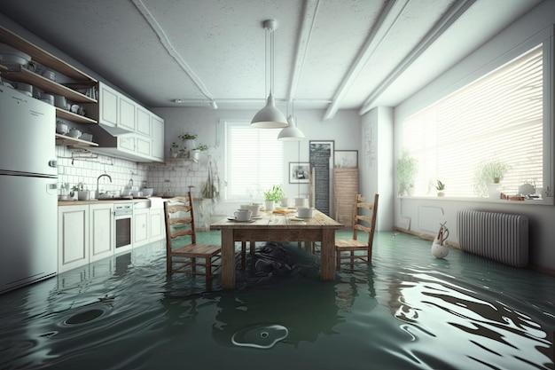 flooded kitchen floor