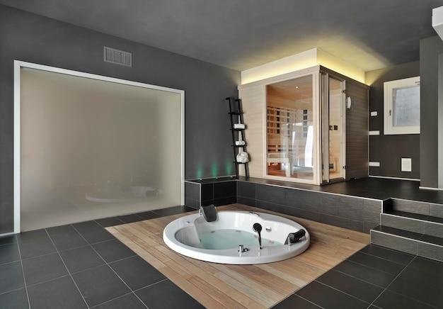 master bath with sauna