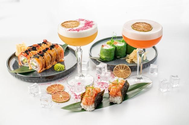 cocktails with sushi