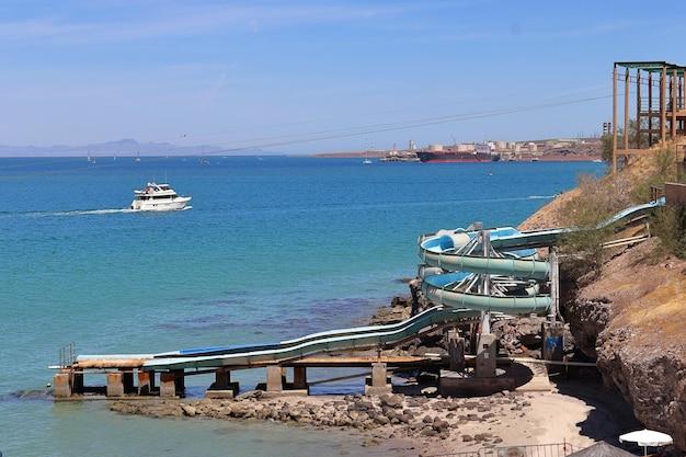 water slide into the ocean