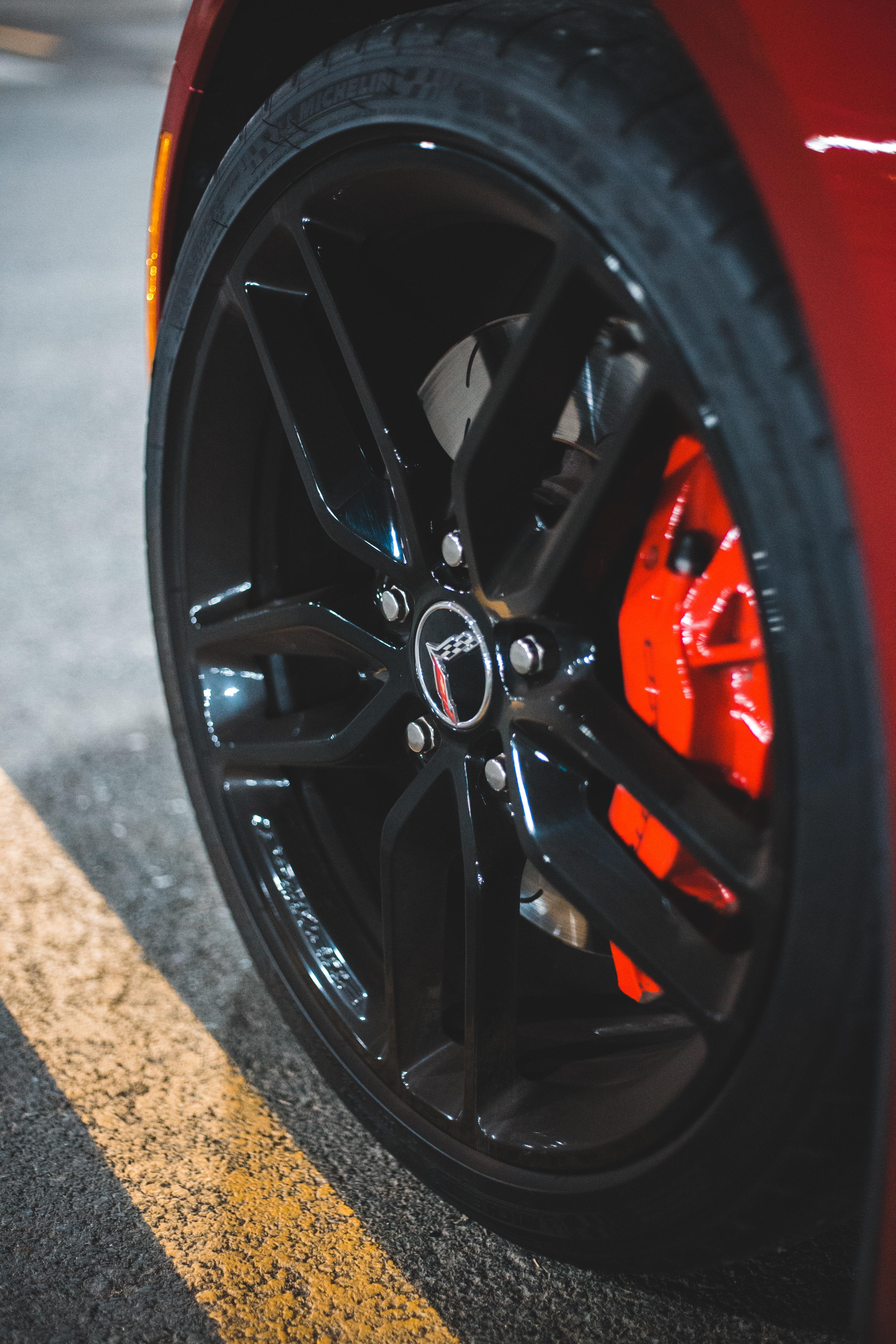 red car with green calipers