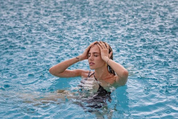 swimming while raining