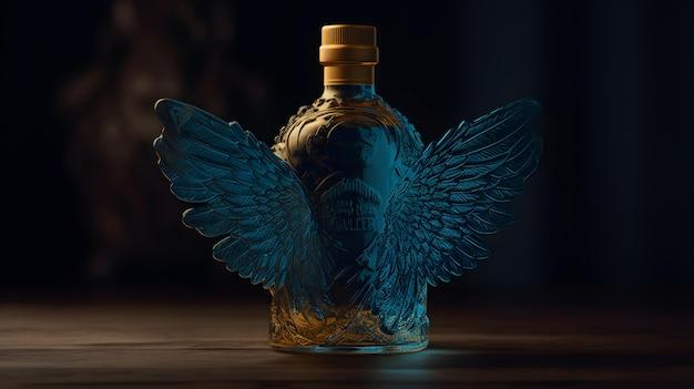 tequila with angel on bottle