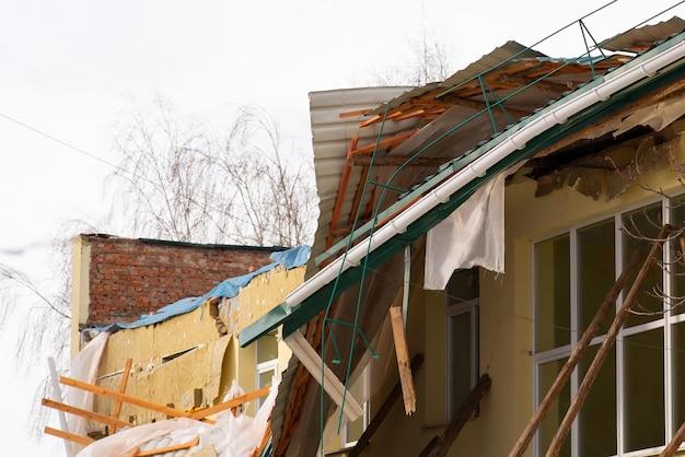 roof blown off house