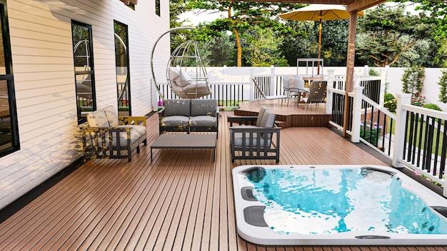 sunken hot tub in deck