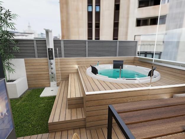 sunken hot tub in deck